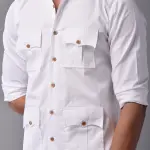 Comfy White Hunting Style Shirt | Premium Men's Sportswear | Classic Outdoor Design | Comfortable Cotton Fabric | Size 36-44